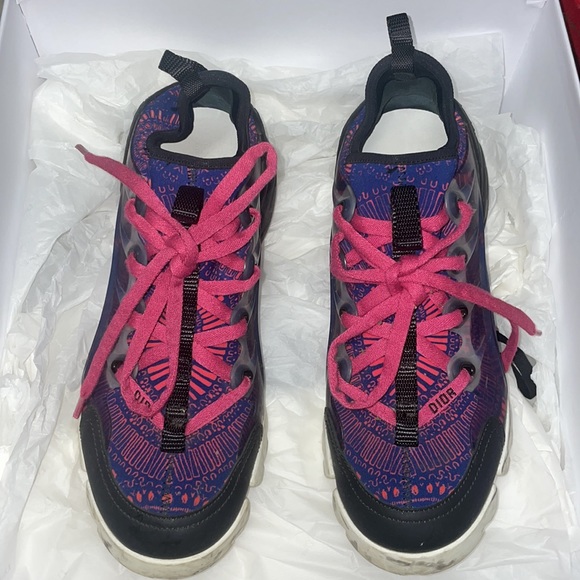 Christian Dior Firework Print D Connect Sneakers Blue Pink Black White Logo 36 - Picture 3 of 9